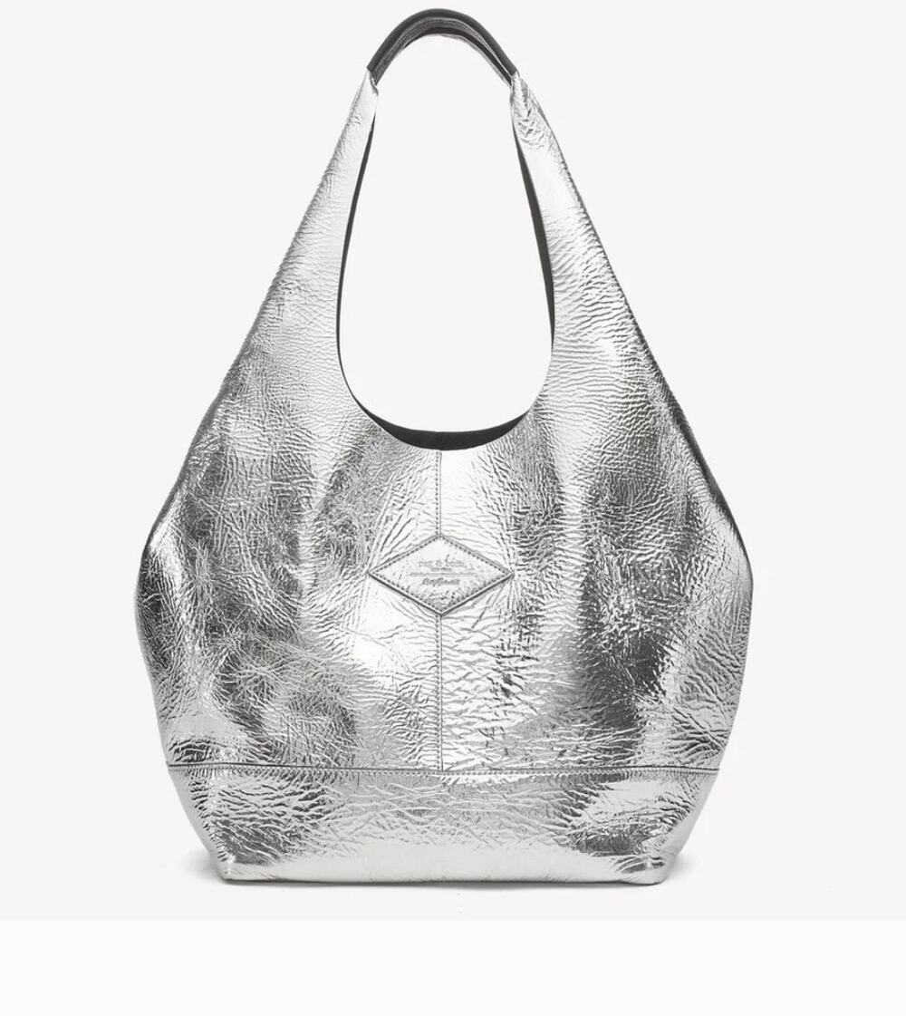 Rag & Bone Camden Shopper in Silver Metallic Large Genuine Leather